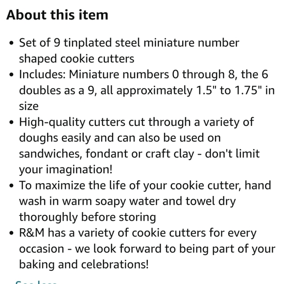 💥50% sale💥R&M International Mini Number Cookie Cutters, 9-Piece Set #1137 - Picture 3 of 4